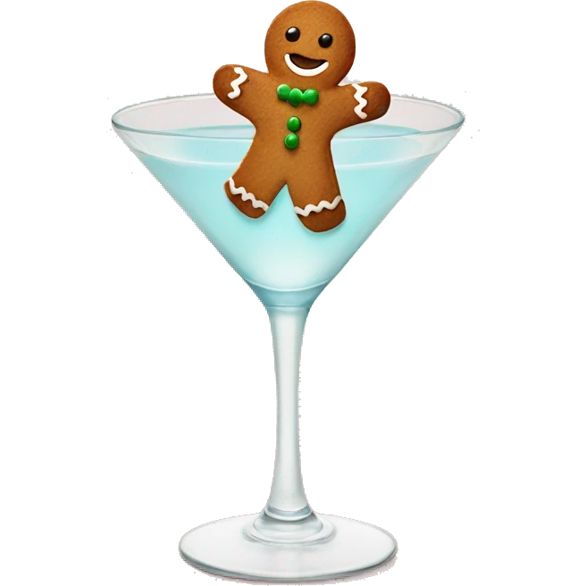 Tiny Gingerbread man in a gingerbread martini emoji