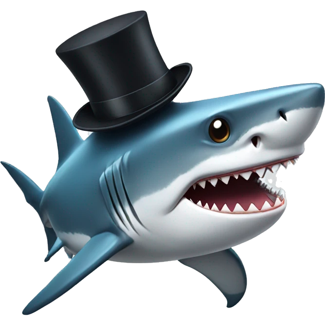 Shark with a top hat emoji