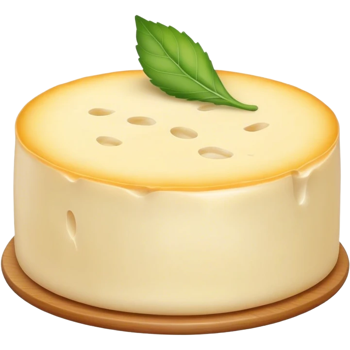 Cinematic Realistic Brie Cheese Emoji, featuring a creamy, soft-ripened cheese with a delicate rind rendered with lifelike detail and inviting, natural lighting. emoji