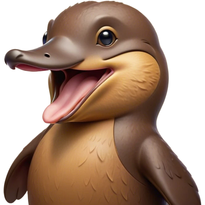 Cinematic Cute Yawning Platypus Portrait Emoji, Head tilted slightly with a dramatic, wide-open yawn, showcasing a soft, textured brown fur with a relaxed duckbill and droopy eyes in drowsy contentment, Simplified yet irresistibly adorable features, highly detailed, glowing with a soft, cozy glow, high shine, relaxed yet expressive, stylized with a touch of quirky charm, bright and endearing, soft glowing outline, capturing the essence of a sleepy yet affectionate platypus, so drowsy it feels like it could float out of the screen and curl up for a nap! emoji