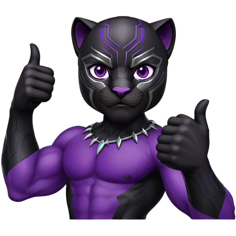 black panther with purple eyes, thumbs up emoji