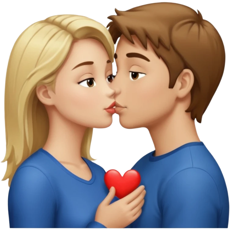 blonde girl and brown hair boy kissing emoji