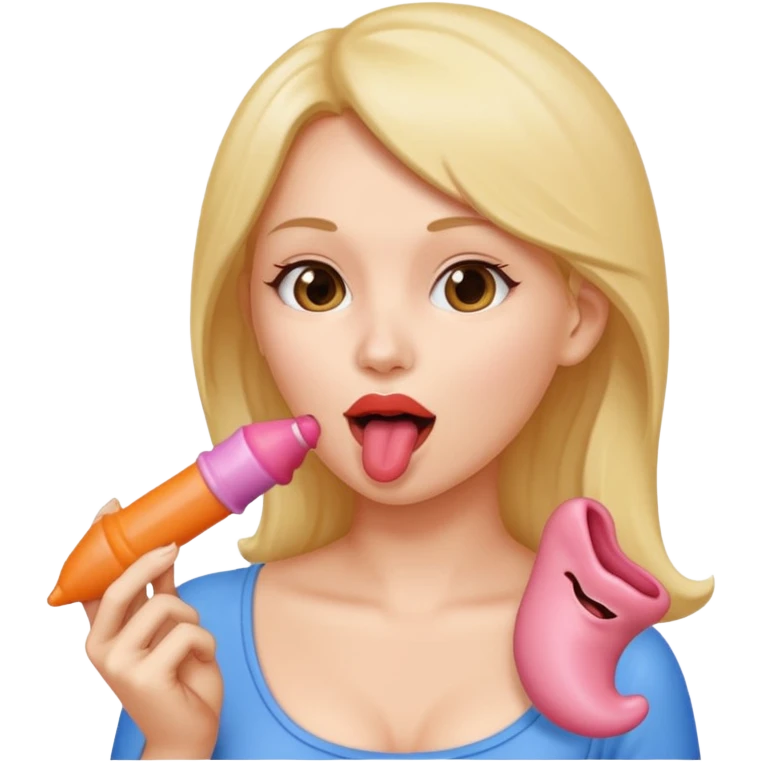 naked woman licking a dildo emoji