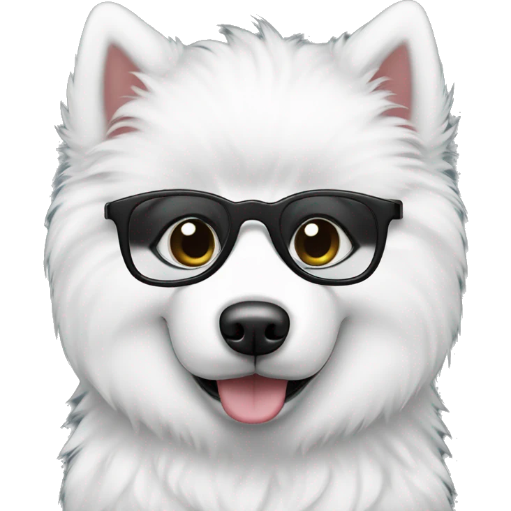 Baby Samoyed wearing black glasses emoji