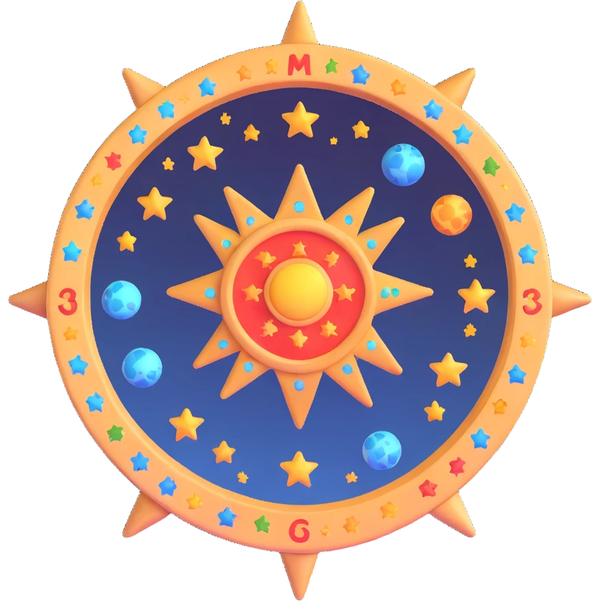 astrology wheel with stars, celestial vibe, glowing colors emoji