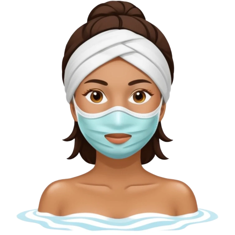 Lady with face mask spa beauty full face relaxing emoji
