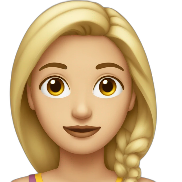 mujer ojos marrones, pelo rubio emoji