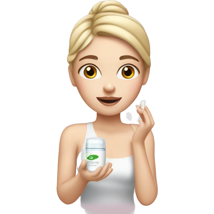 White girl applying moisturiser  emoji