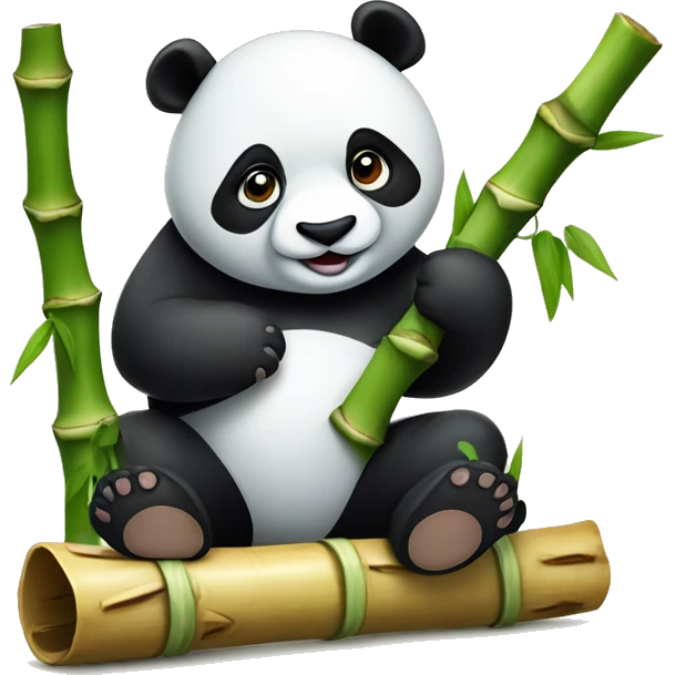 a panda is sitting eating bamboo with VYRM carved on it emoji