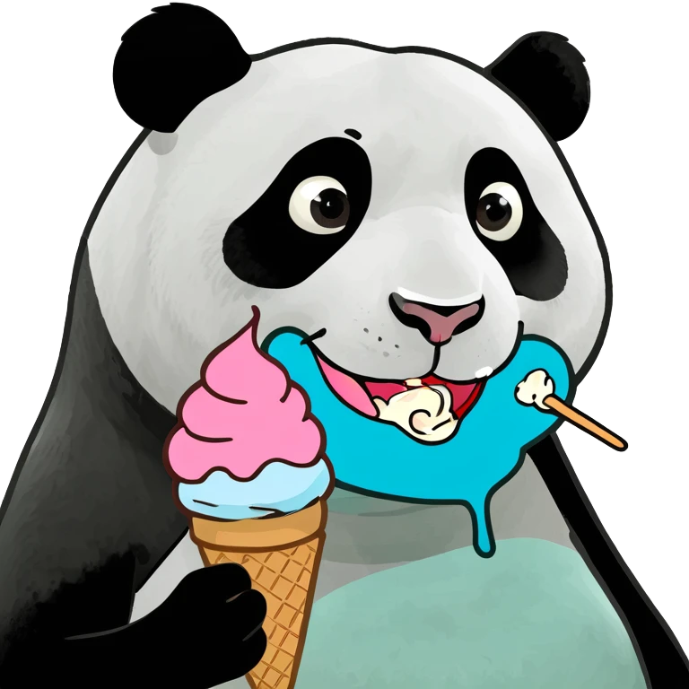Panda eating ice cream emoji