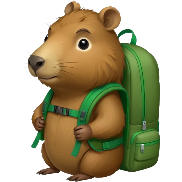 capybara wear green backpack emoji