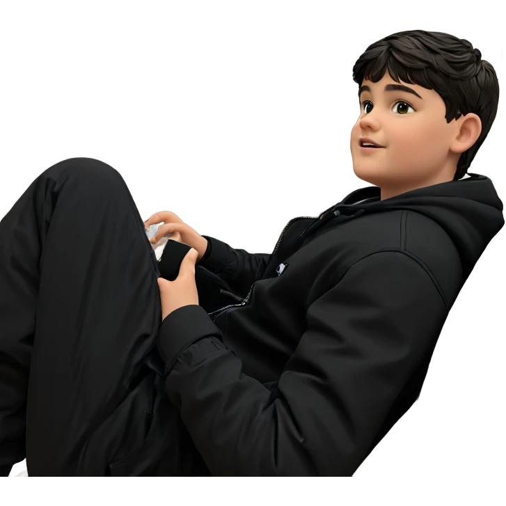 boy in black jacket indoors emoji