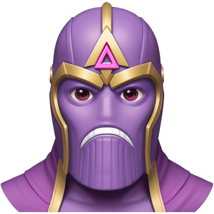 Thanos wearing pink Squid Game guard mask with triangle symbol emoji