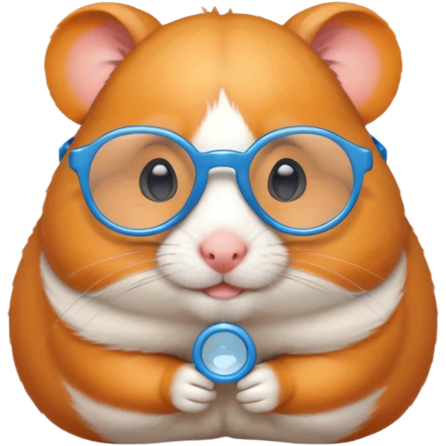 Orange Hamster with tiny blue glasses. emoji
