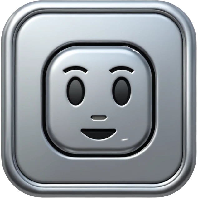 A futuristic microchip emoji made of polished silver chrome, minimal circuit details, smooth metallic surface, soft lighting, iOS emoji style, centered, clean white background emoji