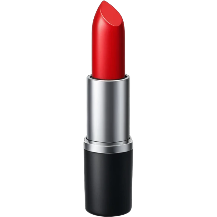 A sleek matte-red lipstick in a black metal tube. emoji