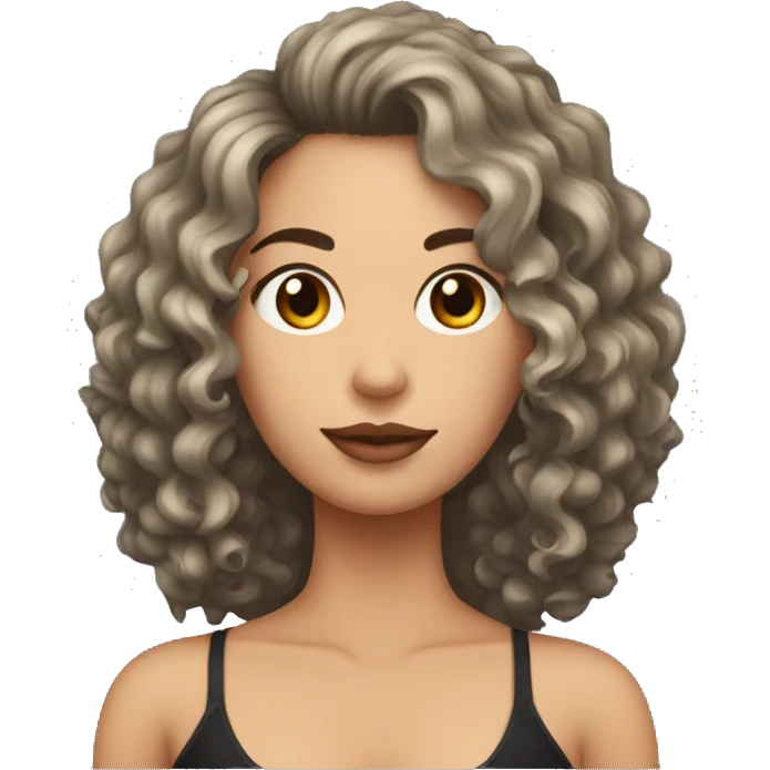 Cara mujer mulata con pelo rizado y negro emoji