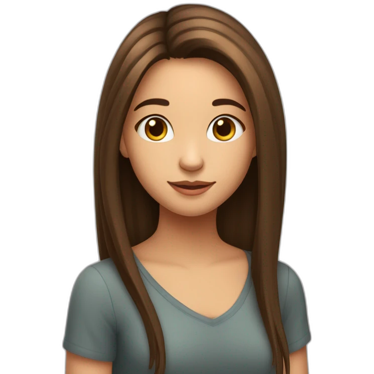 Une jeune fille avec les cheveux lisses brunes, cheveux longs emoji