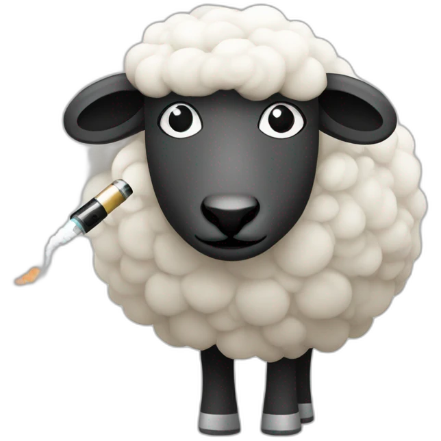 a sheep with an electronic cigarette emoji