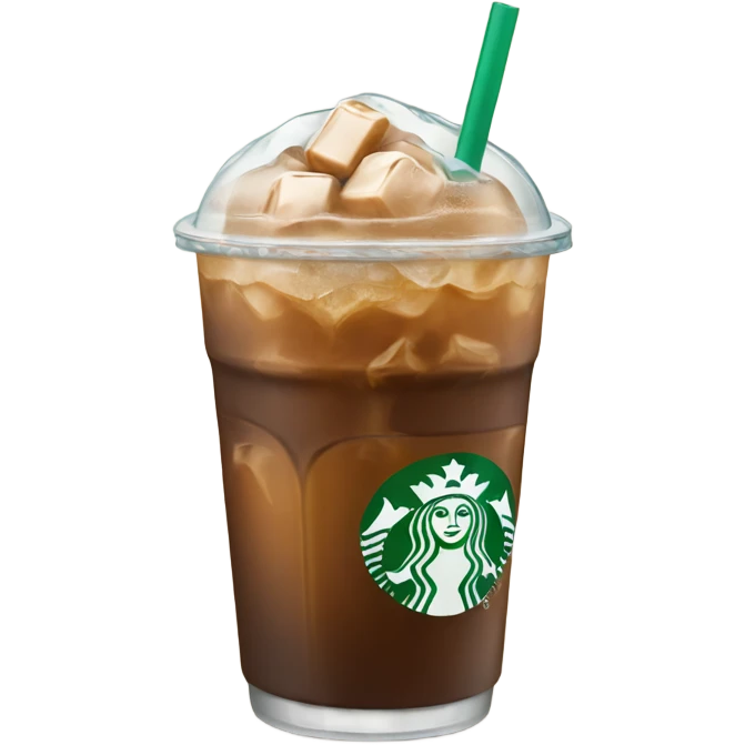 Starbuck ice coffee with ice cubes emoji