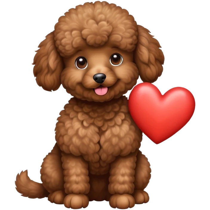 Cute brown poodle giving a heart while standing up emoji