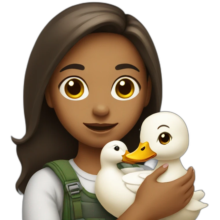 Girl holding a duck emoji