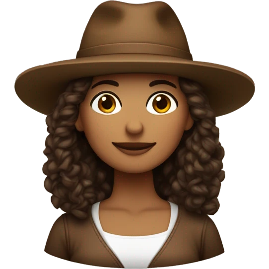 mulher branca com chapéu nordestina e cabelo marrom escuro emoji