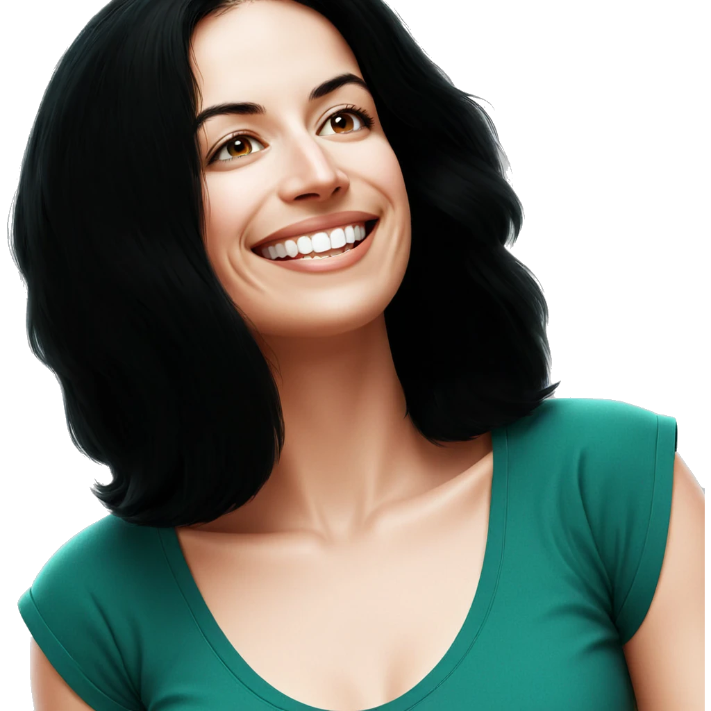 smiling girl in green shirt emoji