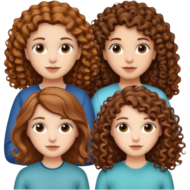 Three white girls, all of off this with brown hair but one whit straight one whit curly and one whit very curly emoji