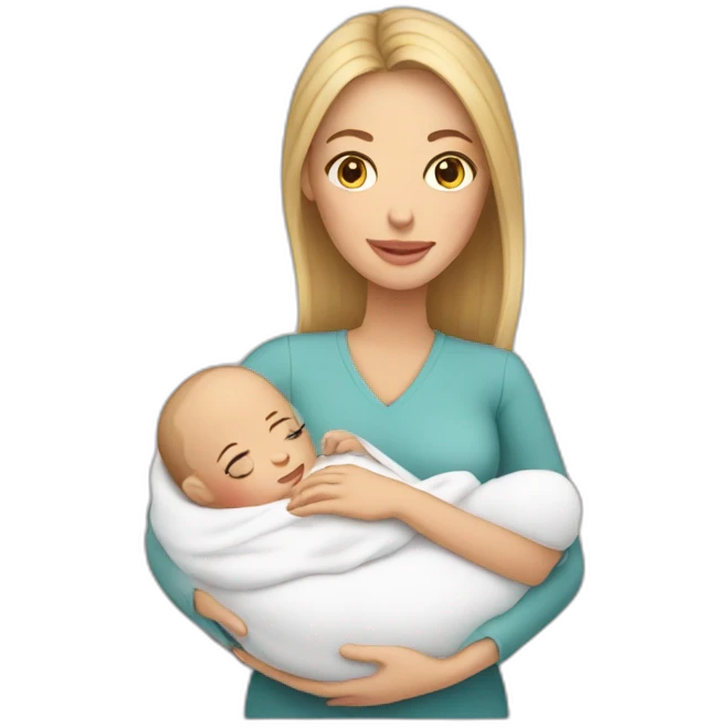 White Mom holding white newborn baby emoji