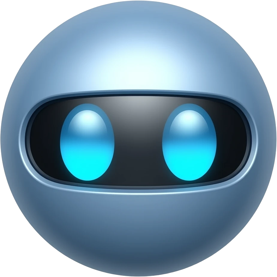 Blue sphere with a display showing blue eyes emoji