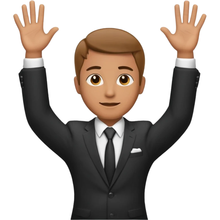 Hands up man meme put a suit on him with tie emoji