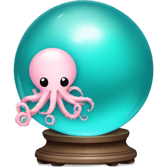 turquoise crystal ball with a light pink cute surgical octopus emoji