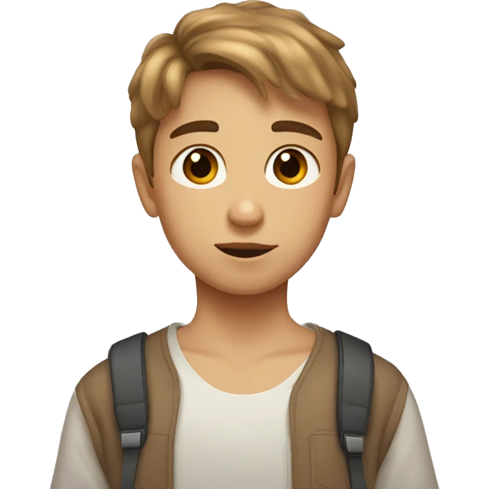 a girl with light brown hair kisses a boy with short haircut and light brown hair too, they have brown eyes  emoji