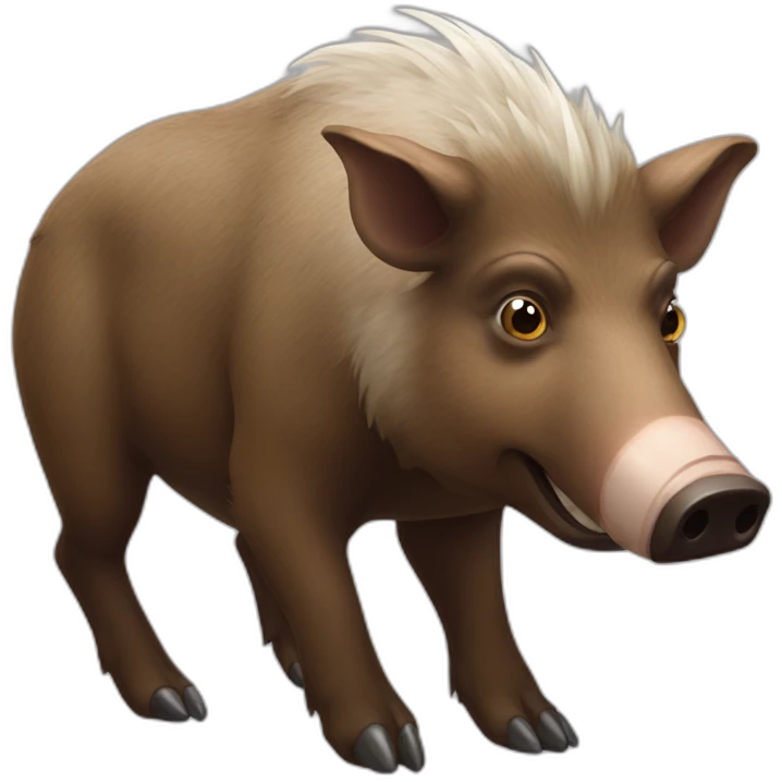 anthropomorphic brown boar with white tusks emoji