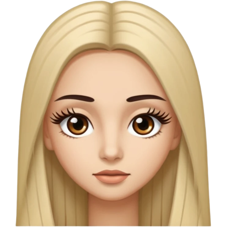 long straight hair dark brown eyes and long lashes with and light  skin emoji