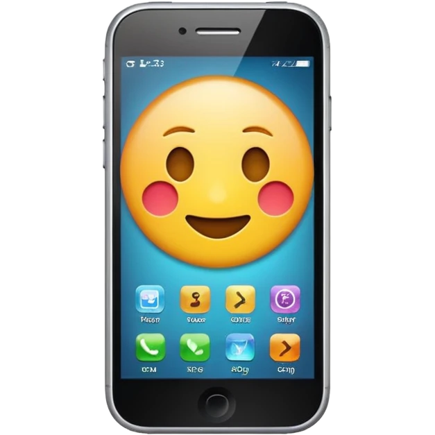 Generate a realistic emoji of a smartphone where a lot of things like data, ideas, inventions and creative stuff coming out of it emoji