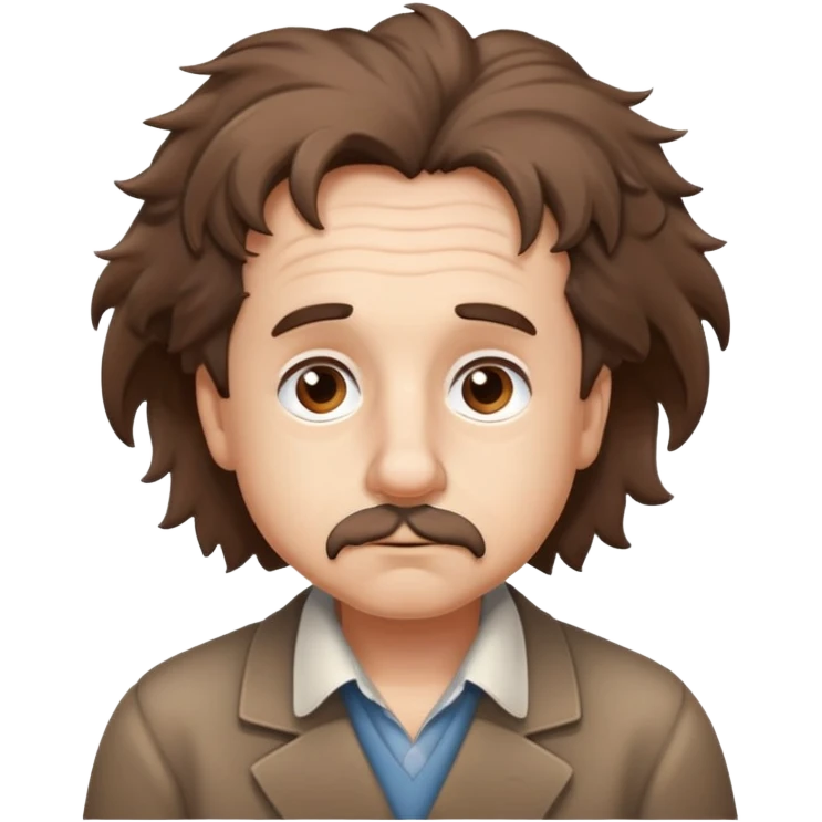 Einstein-like character with messy hair and a thoughtful expression emoji