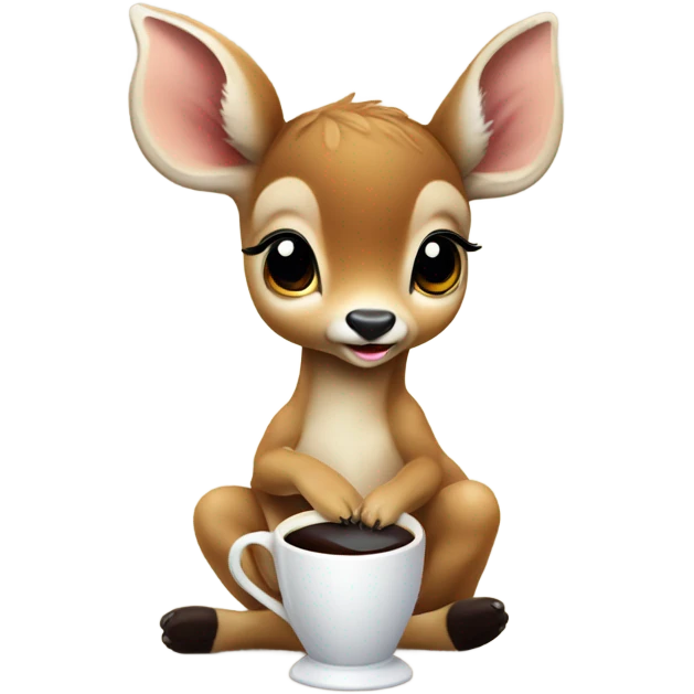 Baby deer drinking coffee emoji