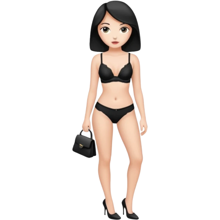 A beautiful  girl with full body wearing  bra penty  and heals emoji