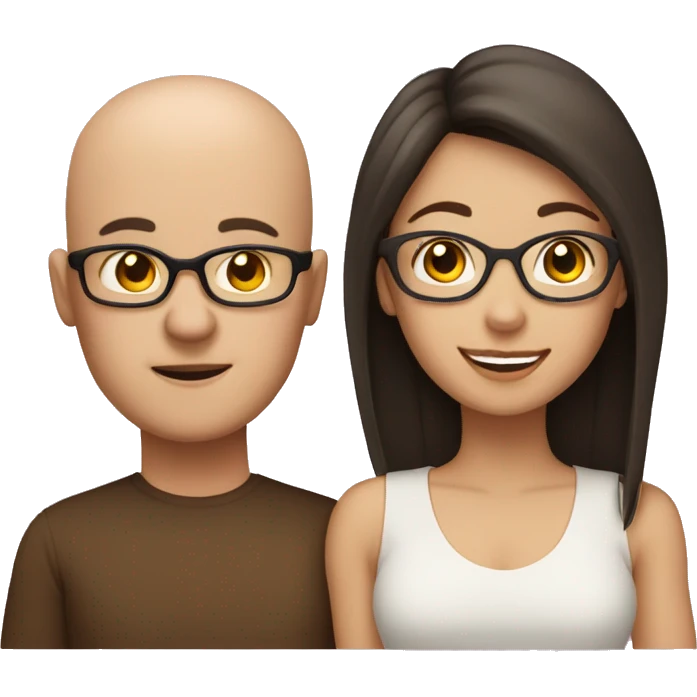 family of four, mom with glasses, dad bald little hair, two girls dark hair, brown hair emoji