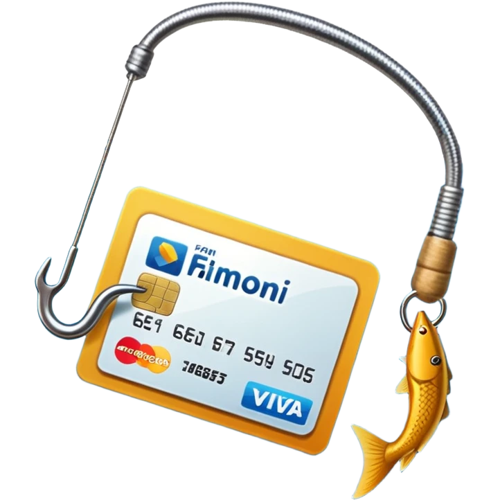 credit card phishing prevention with a fishing hook emoji