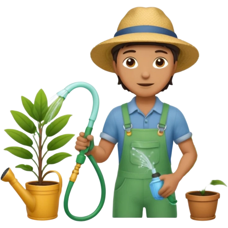gardener watering with a hose emoji