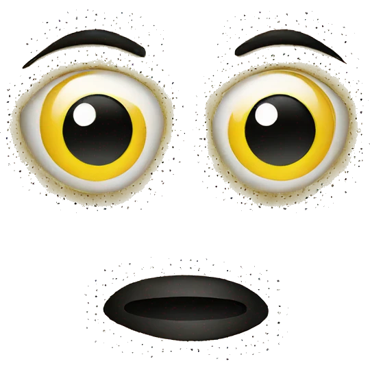 Yellow emoji with black dots for eyes emoji