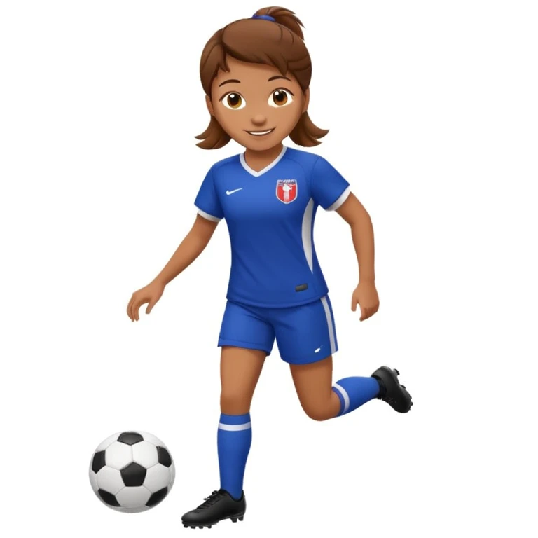 Soccer girl pose with feet showing emoji