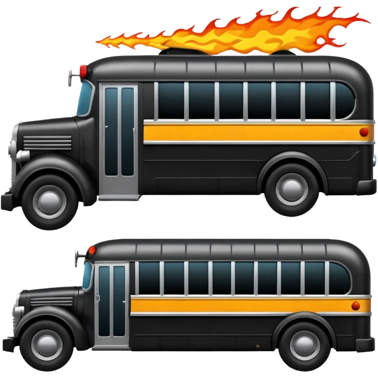 Mad max survival apocalypse Darth Vader’s Batman-armored 1936 black graphite colored school bus with horizontal holographic flames  emoji