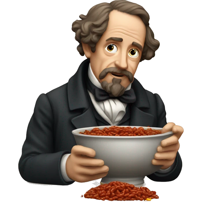 Charles Dickens eating a bowl of chili emoji