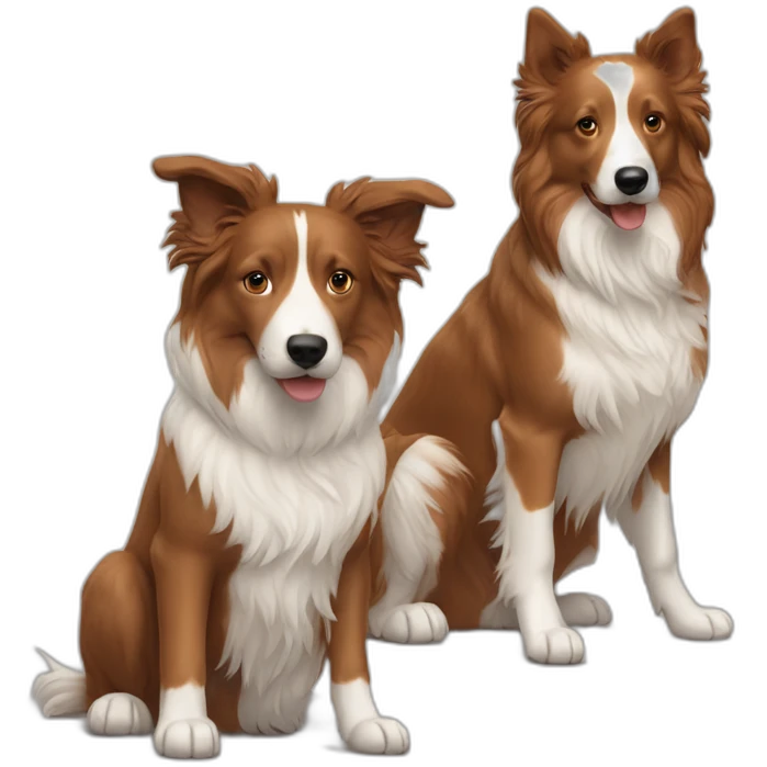 Two dogs, nova Scottia and red border collie emoji