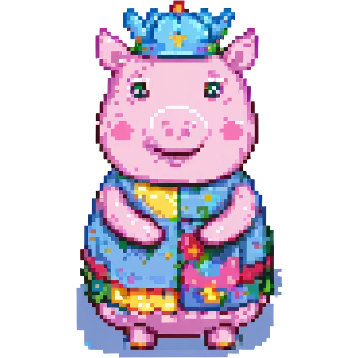 Peppa Pig, pixel art style, simple and recognizable, bright colors, blocky pixelated look emoji