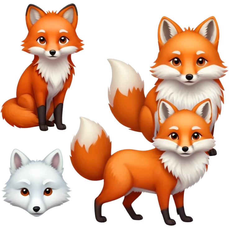 A red fox and an arctic fox emoji